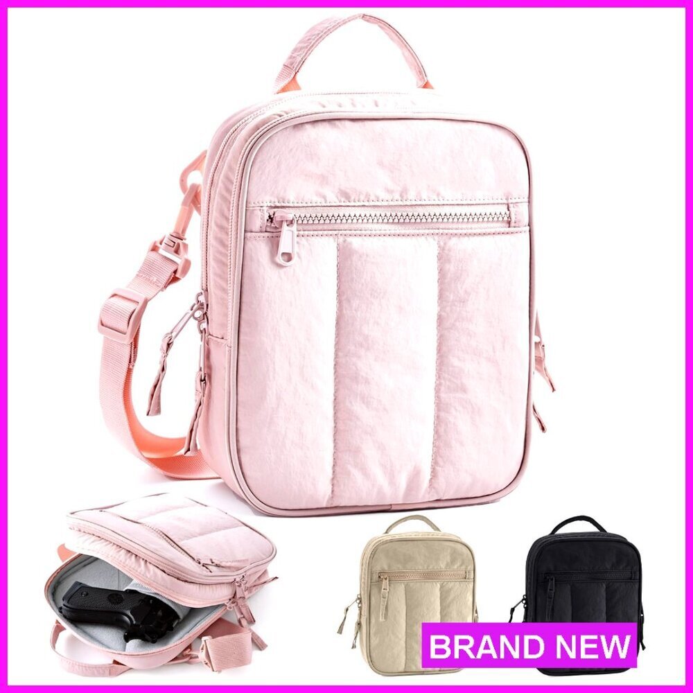 Concealed Carry Crossbody Purse Padded Soft Pistol Case Removable Holster